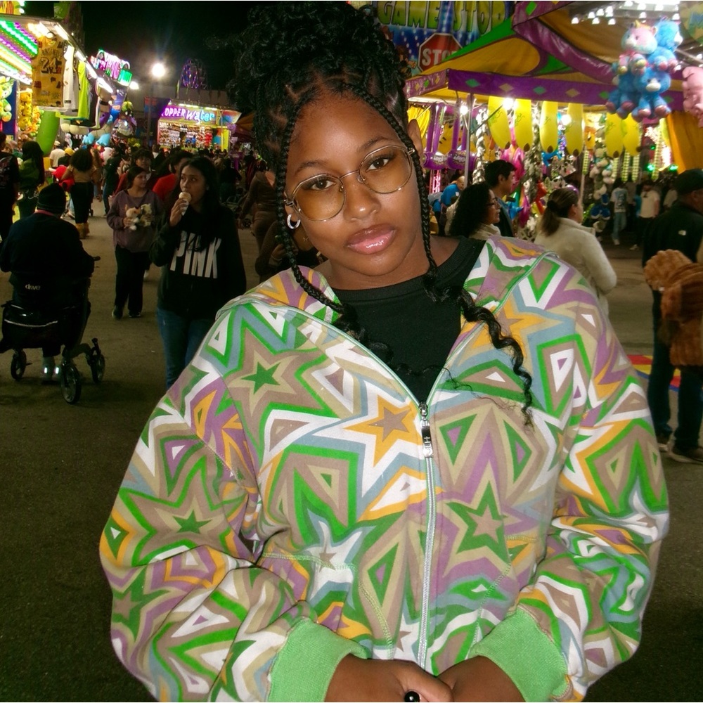 Colorful Star Pattern Women's Jacket - Picture 3 of 5